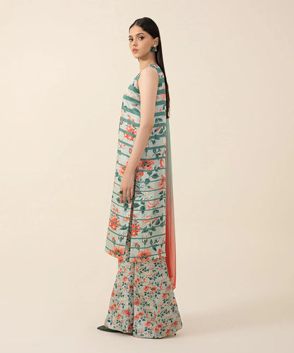 SAPPHIRE | UNSTITCHED 2 PIECE PRINTED SATIN SUIT