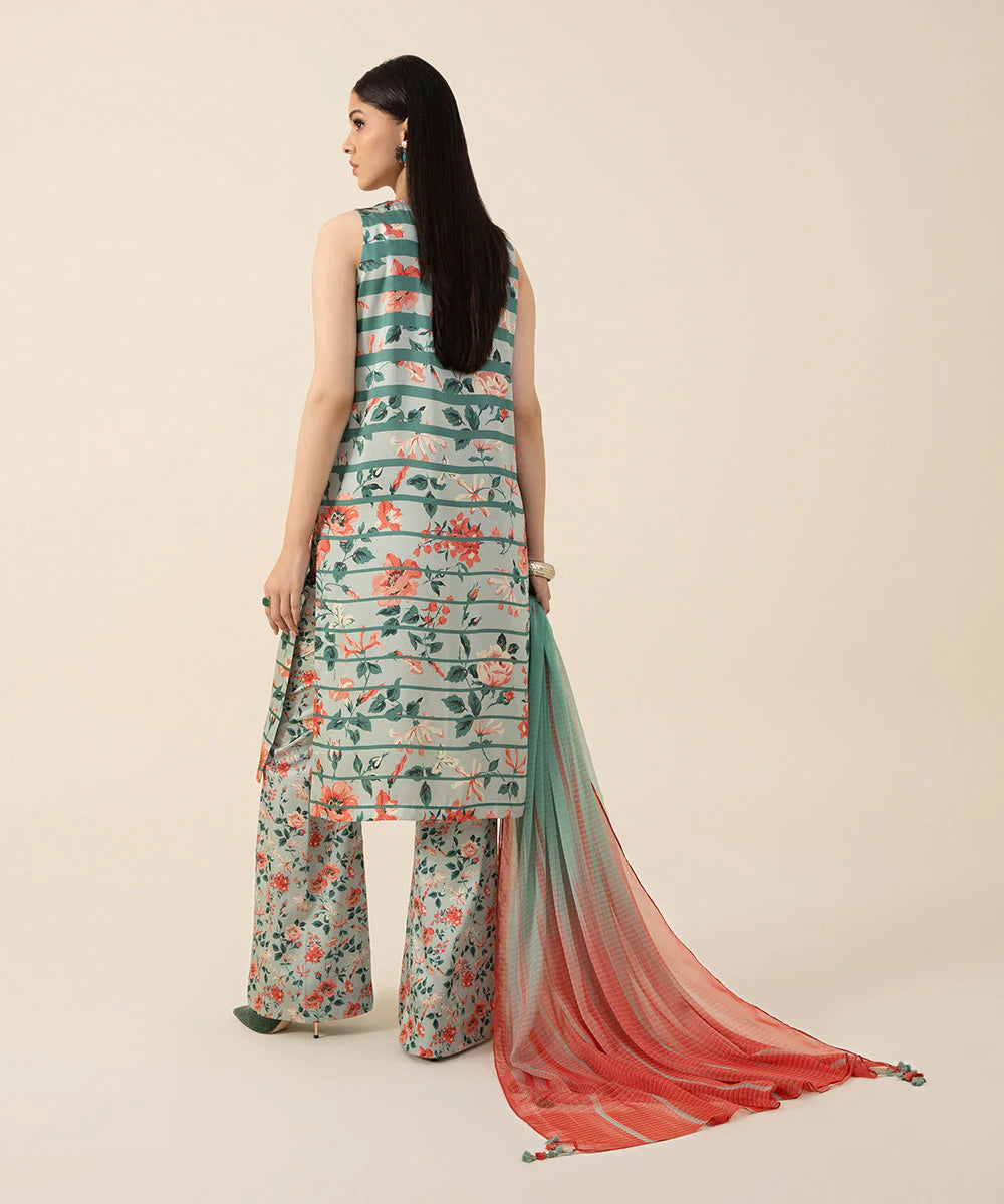 SAPPHIRE | UNSTITCHED 2 PIECE PRINTED SATIN SUIT