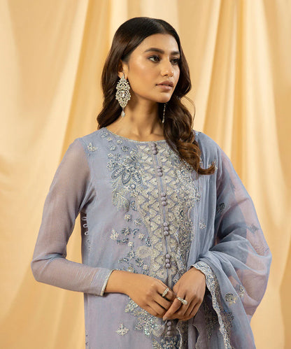 Sapphire LUXE | 3 Piece Unstitched Embroidered Blended Khaddi Net Suit | 3FE-LX23V2-11
