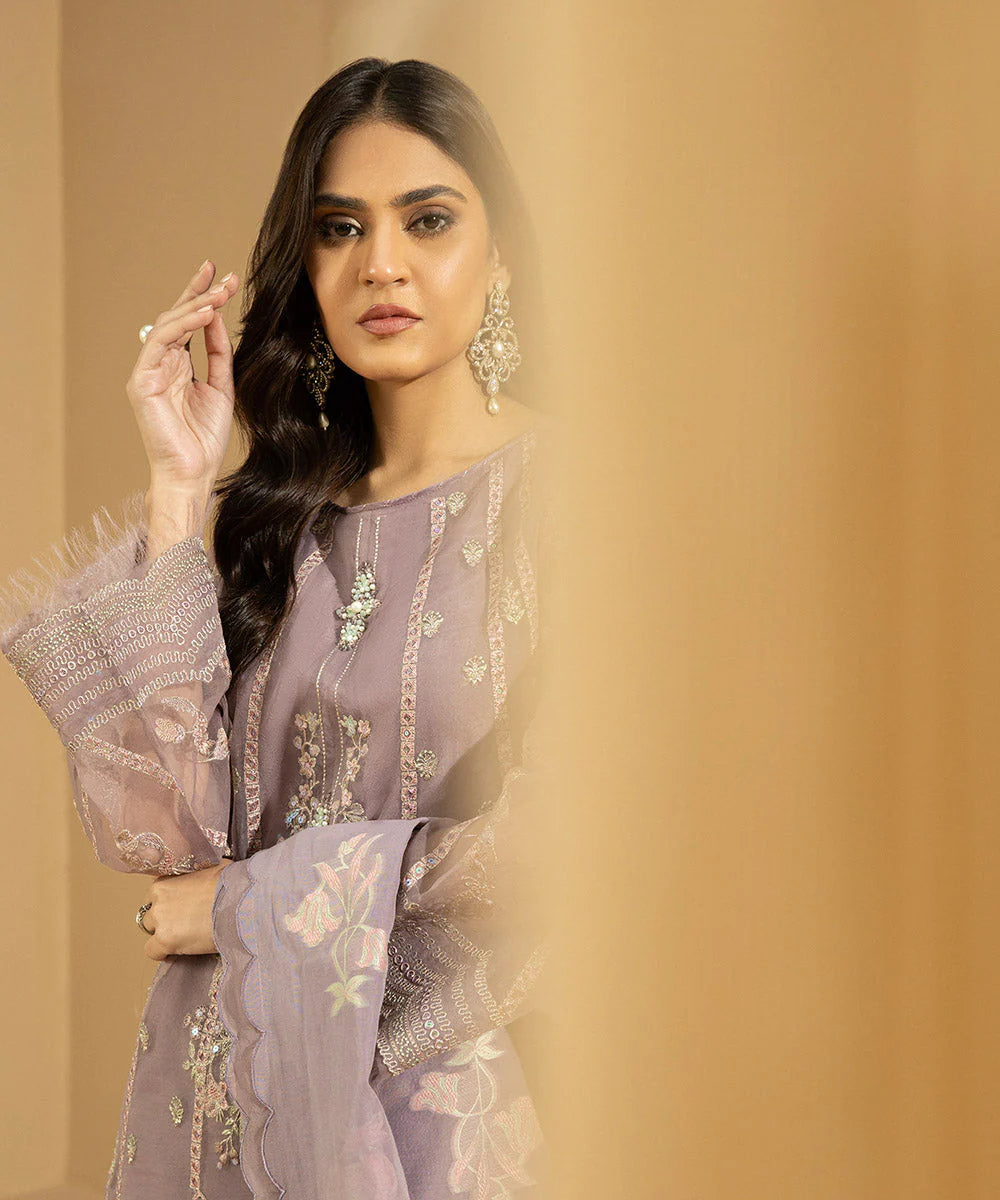 Sapphire LUXE | 3 Piece Unstitched Dyed Embroidered Organza Suit | 3FE-LX23V2-15