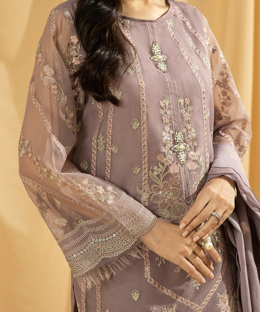Sapphire LUXE | 3 Piece Unstitched Dyed Embroidered Organza Suit | 3FE-LX23V2-15