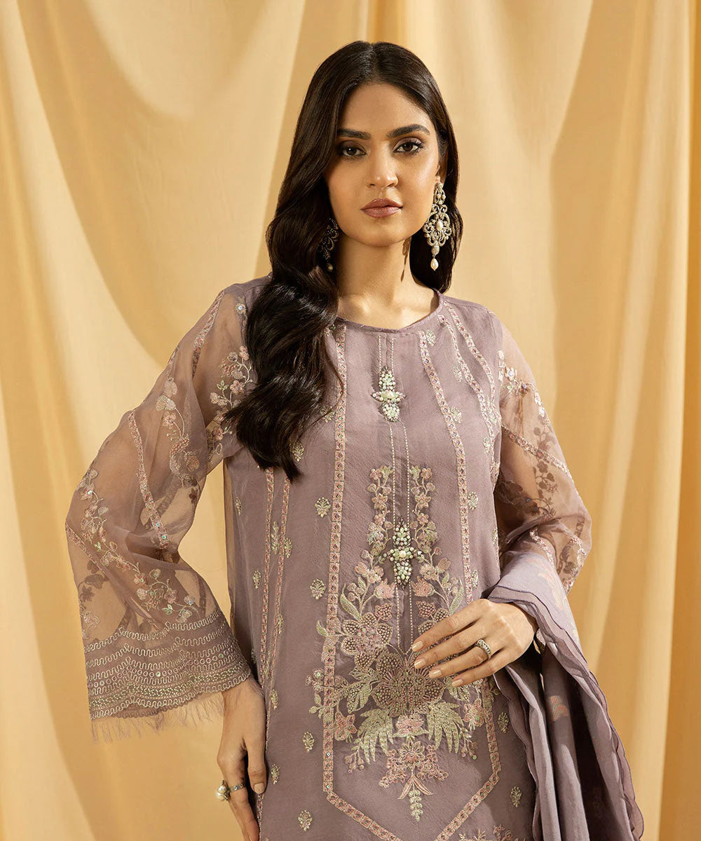 Sapphire LUXE | 3 Piece Unstitched Dyed Embroidered Organza Suit | 3FE-LX23V2-15