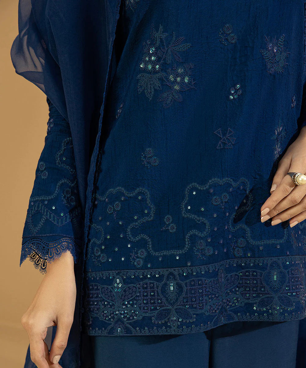Sapphire LUXE | 3 Piece Unstitched Dyed Embroidered Raw Silk Suit | 3FE-LX23V2-20