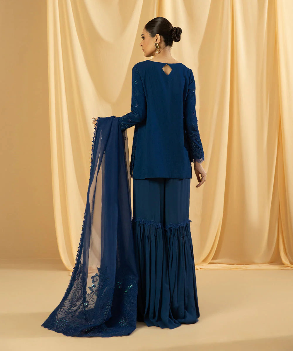 Sapphire LUXE | 3 Piece Unstitched Dyed Embroidered Raw Silk Suit | 3FE-LX23V2-20