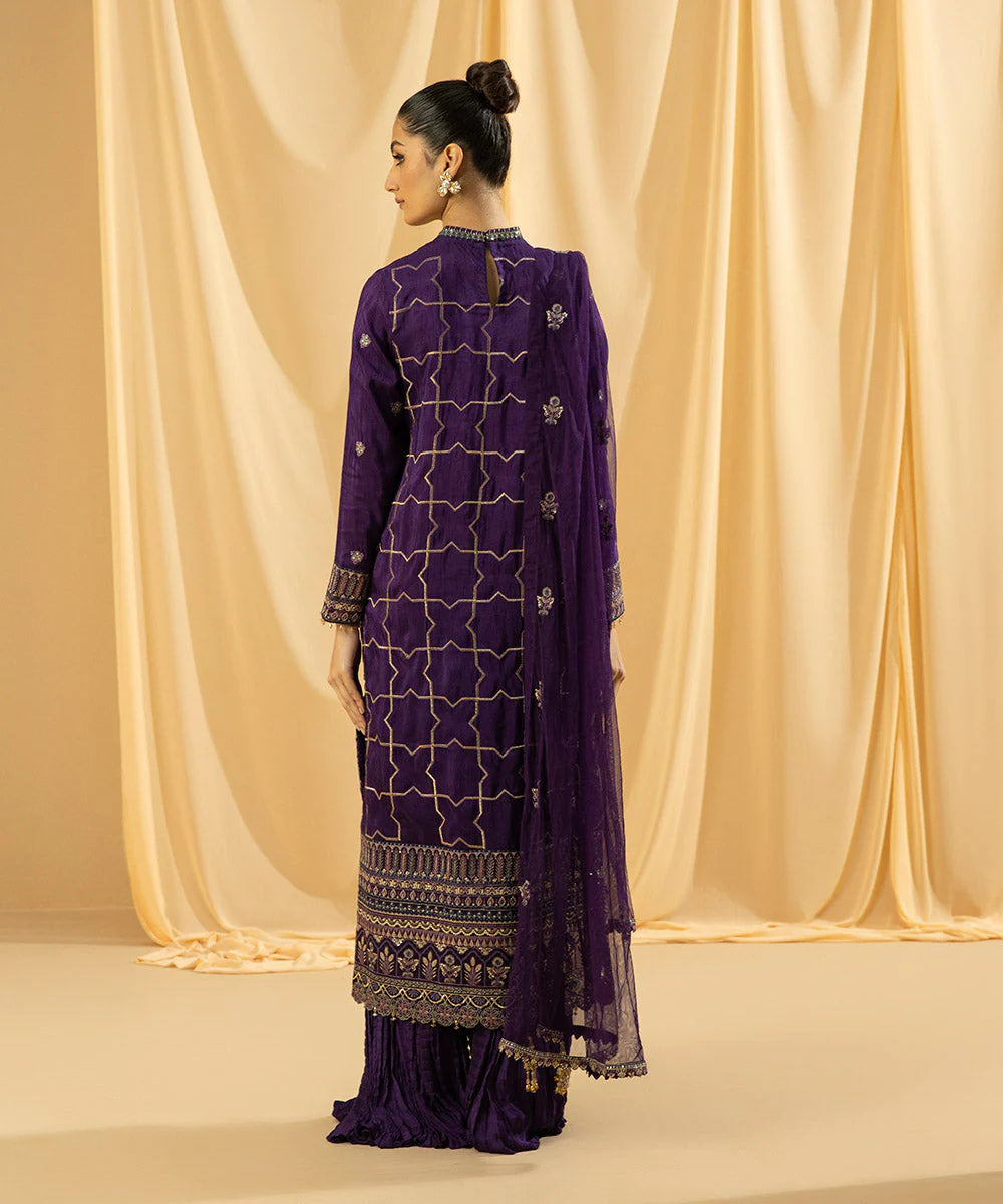 Sapphire LUXE | 3 Piece Unstitched Dyed Embroidered Raw Silk Suit | 3FE-LX23V2-21