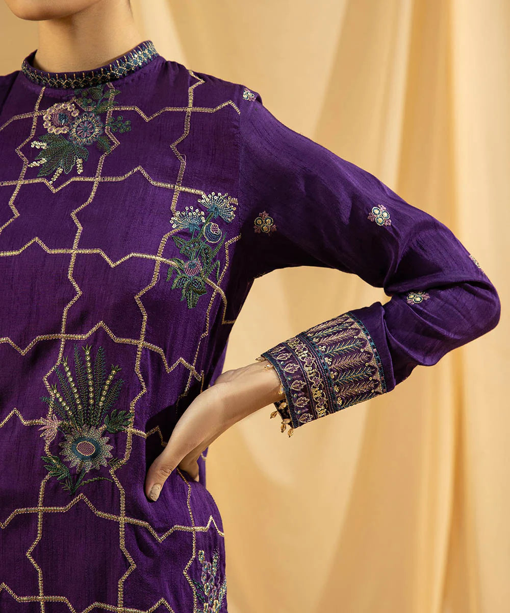 Sapphire LUXE | 3 Piece Unstitched Dyed Embroidered Raw Silk Suit | 3FE-LX23V2-21