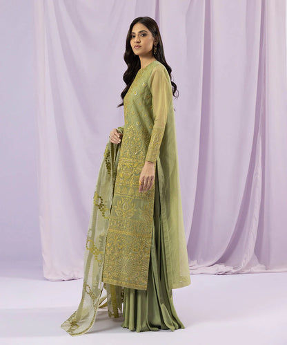SAPPHIRE | UNSTITCHED 3 PIECE DYED EMBROIDERED ZARI LINE ORGANZA SUIT