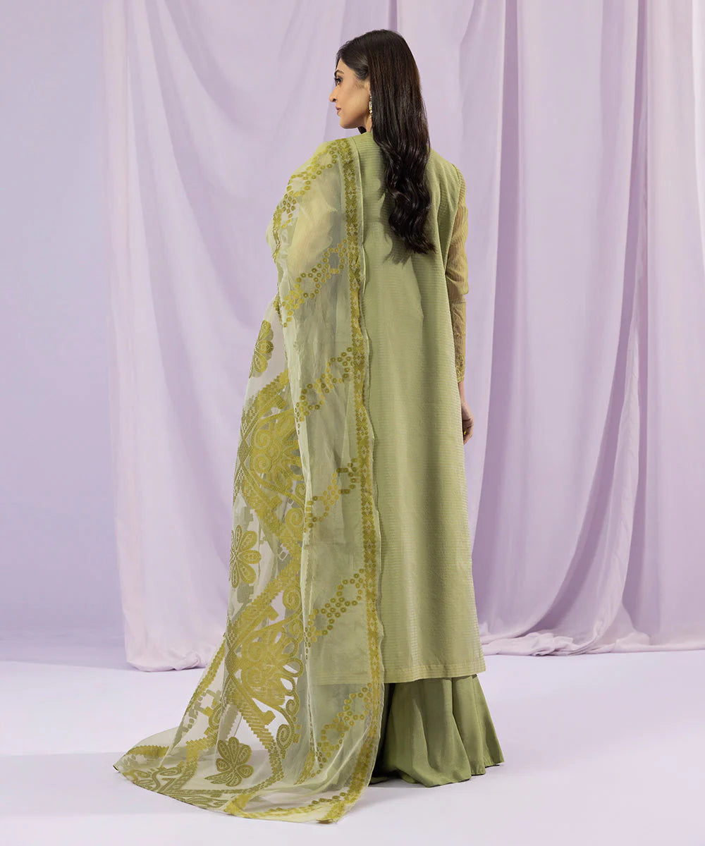 SAPPHIRE | UNSTITCHED 3 PIECE DYED EMBROIDERED ZARI LINE ORGANZA SUIT