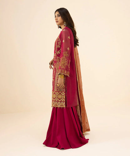 Sapphire LUXE | 3 Piece Unstitched Embroidered Khaddi Net Suit | 3FE-LX23V3-11