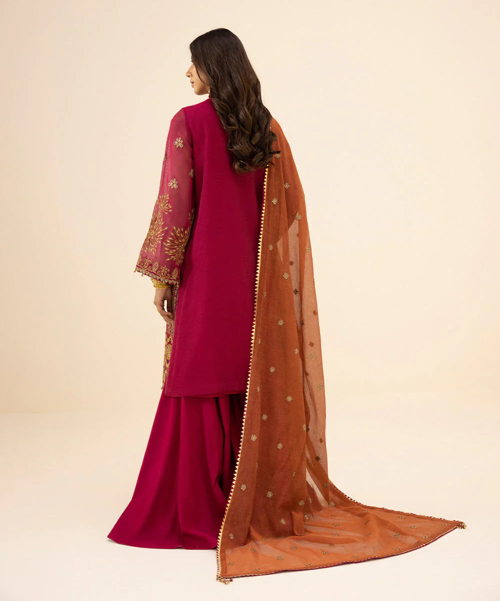 Sapphire LUXE | 3 Piece Unstitched Embroidered Khaddi Net Suit | 3FE-LX23V3-11