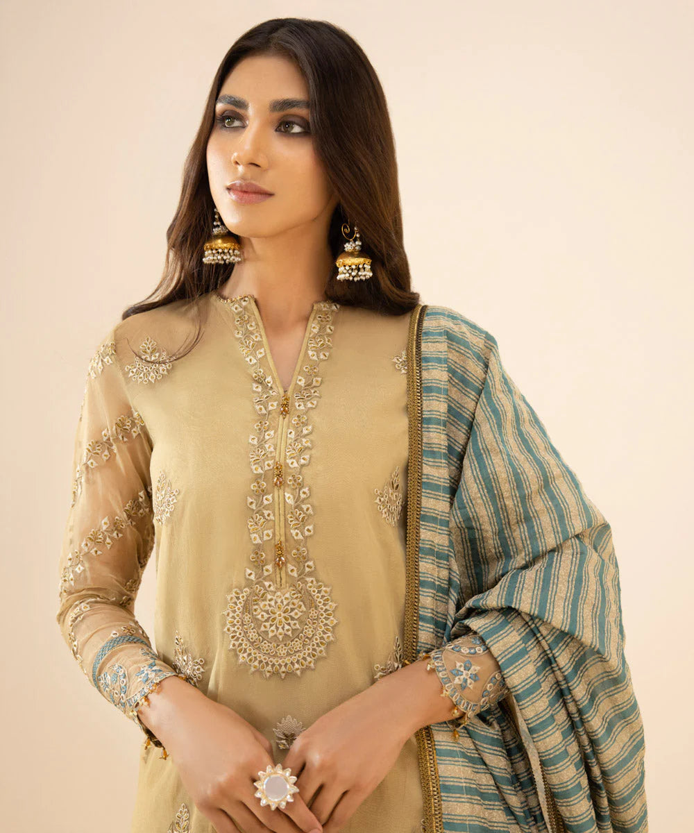 Sapphire LUXE | 3 Piece Unstitched Embroidered Organza Suit | 3FE-LX23V3-25