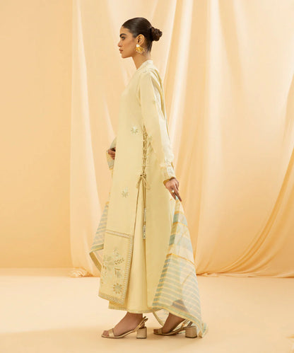 Sapphire | Unstitched 3Pc Dyed Embroidered Fine Cotton Satin Suit