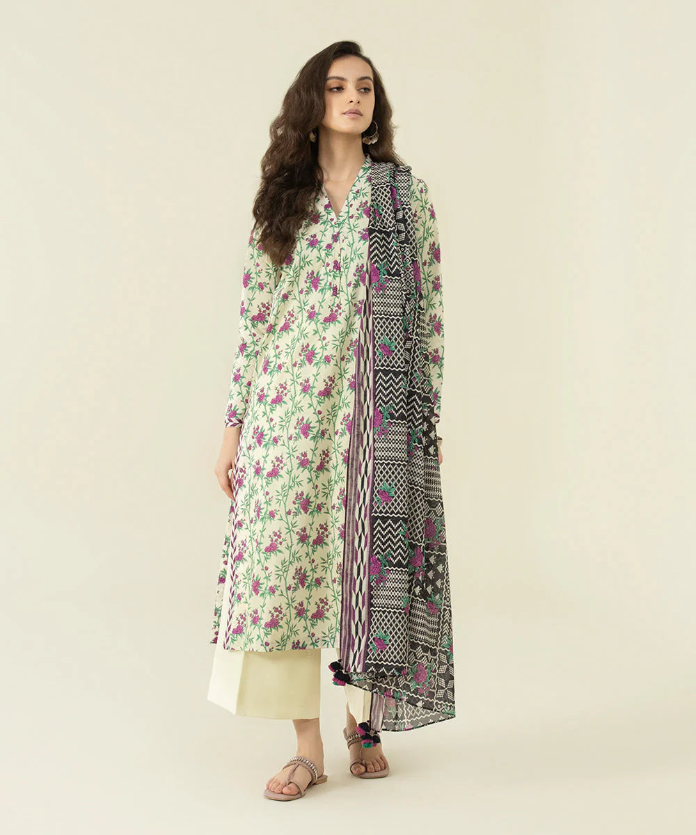 Sapphire | Unstitched 2Pc Printed Lawn - Shirt & Dupatta | U2D-DY23V4-12R