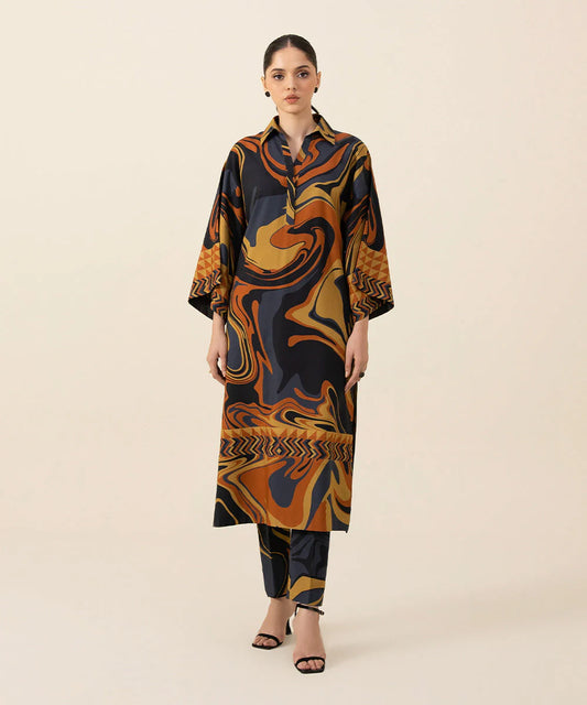 SAPPHIRE | UNSTITCHED 2 PIECE PRINTED LINEN SUIT