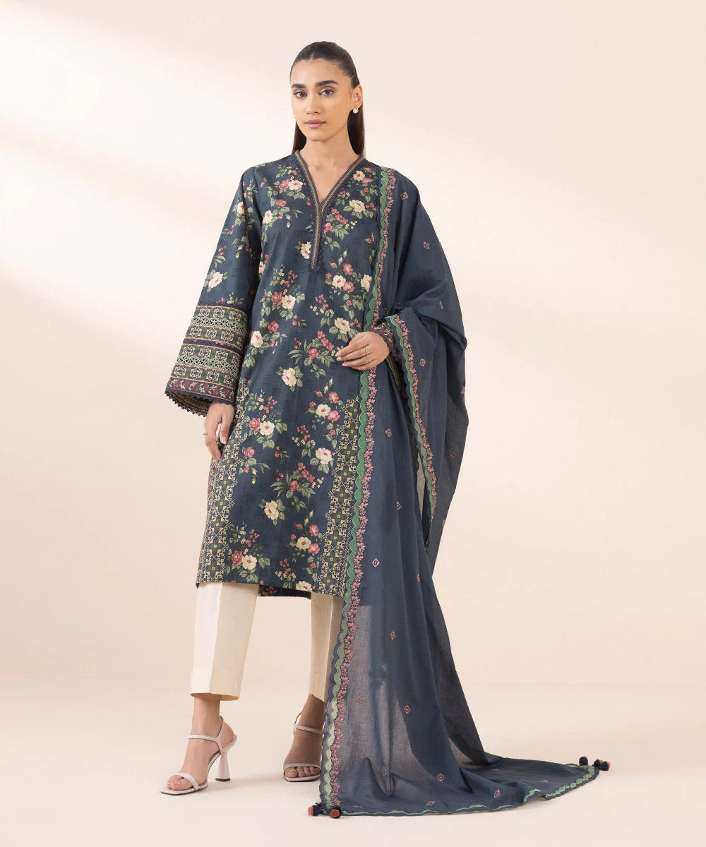SAPPHIRE | UNSTITCHED 2 PIECE EMBROIDERED COTTON SUIT
