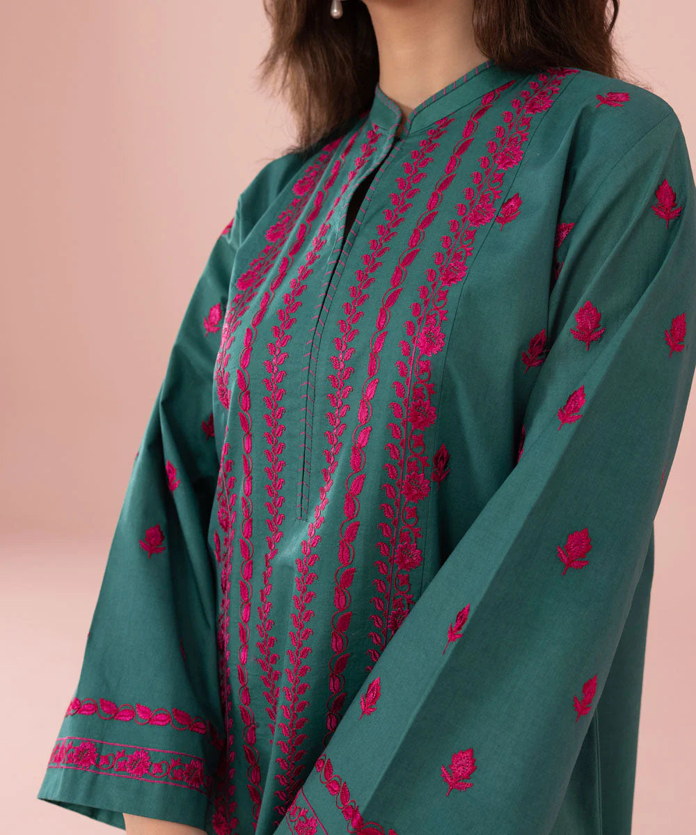 Sapphire | Unstitched 2 Piece - Embroidered Cambric Suit