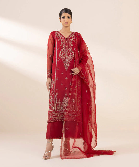 SAPPHIRE | UNSTITCHED 3 PIECE EMBROIDERED ORGANZA SUIT