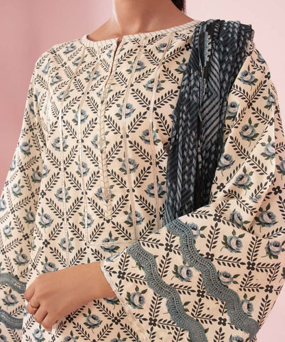 Sapphire | Unstitched 2 Piece - Printed Textured Cotton Suit