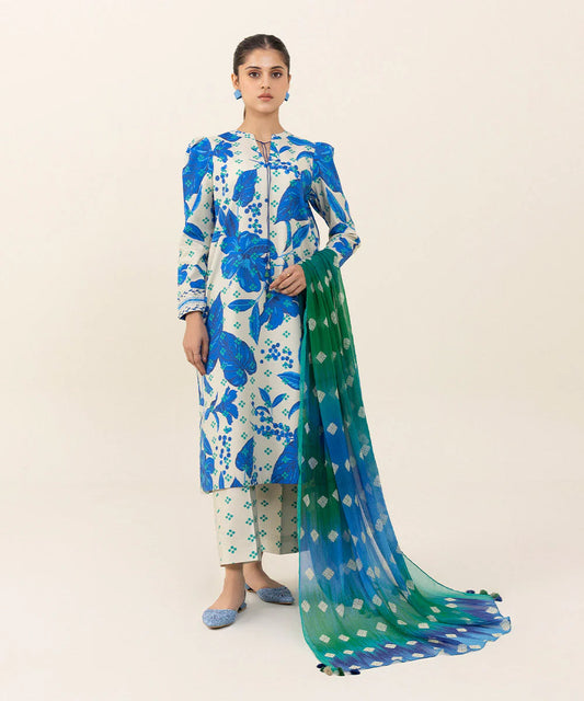 SAPPHIRE | UNSTITCHED 2 PIECE PRINTED COTTON SUIT