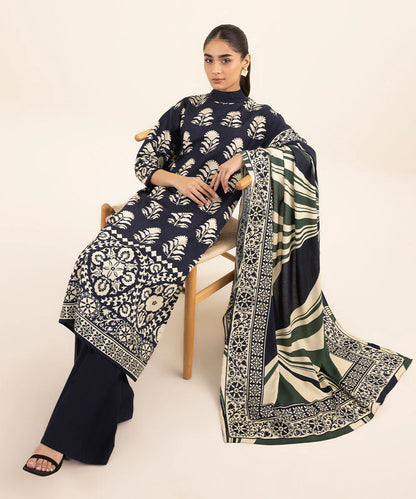 SAPPHIRE | UNSTITCHED 3 PIECE PRINTED LINEN SUIT