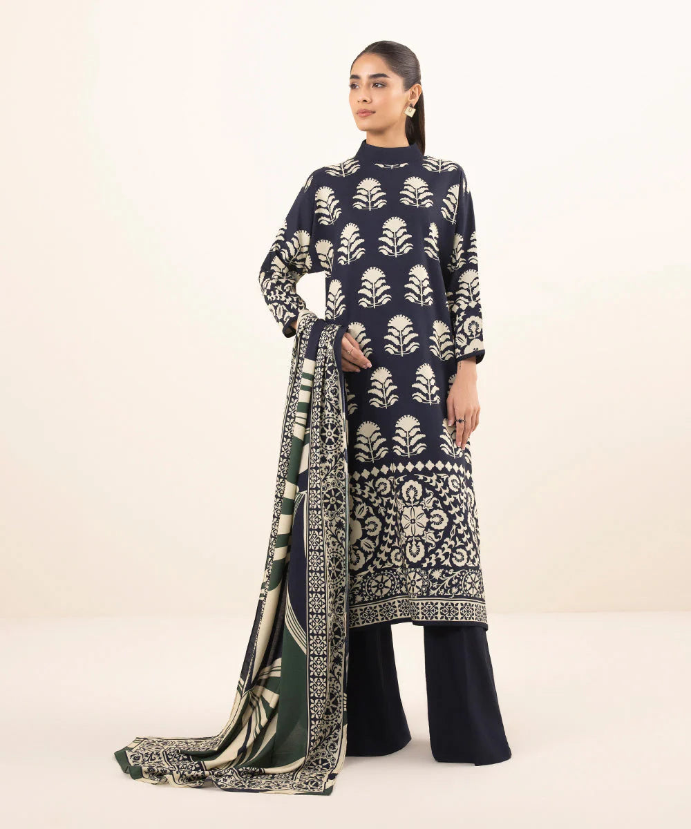 SAPPHIRE | UNSTITCHED 3 PIECE PRINTED LINEN SUIT