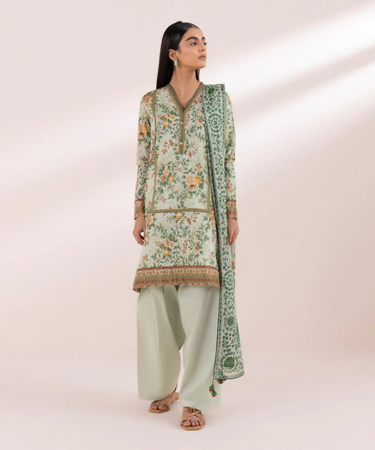 SAPPHIRE | UNSTITCHED 2 PIECE PRINTED ZARI LAWN SUIT