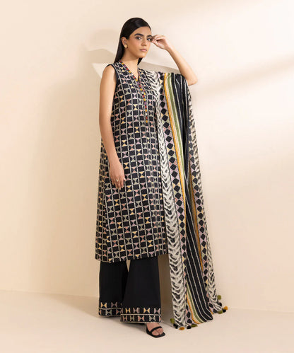 SAPPHIRE | UNSTITCHED 3 PIECE PRINTED LIGHT KHADDAR SUIT