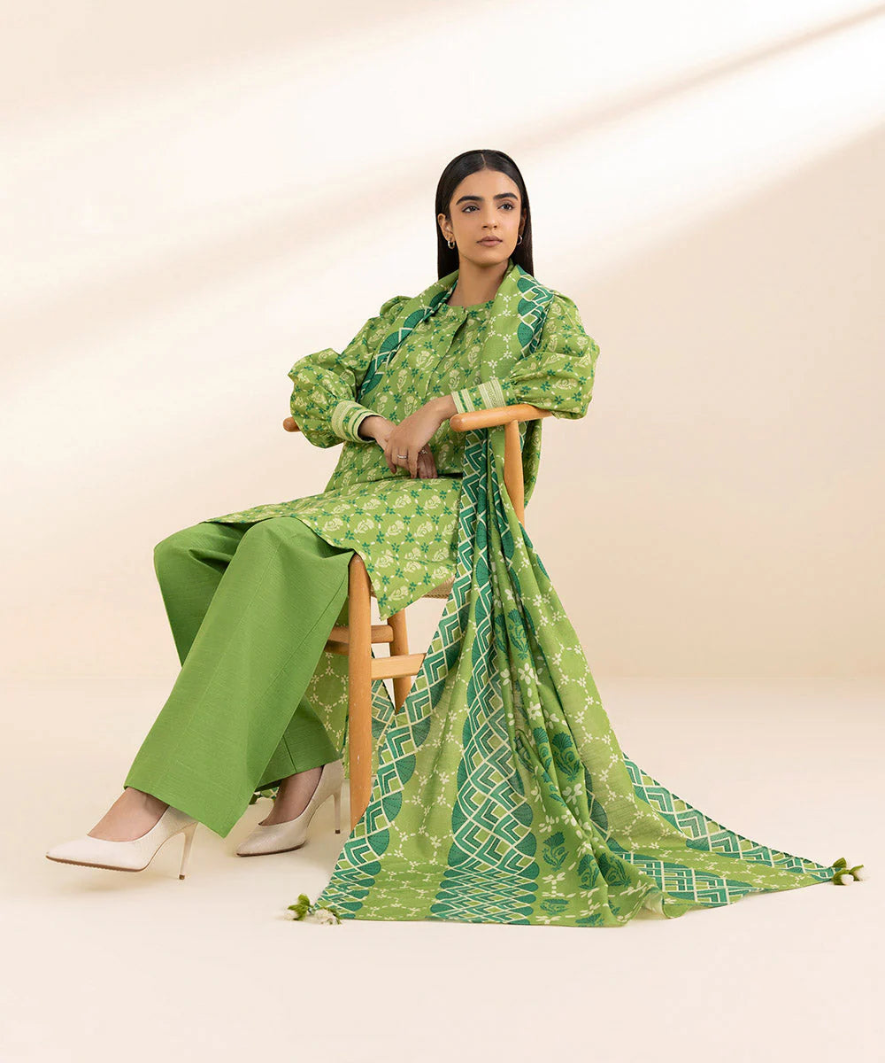SAPPHIRE | UNSTITCHED 3 PIECE PRINTED LIGHT KHADDAR SUIT