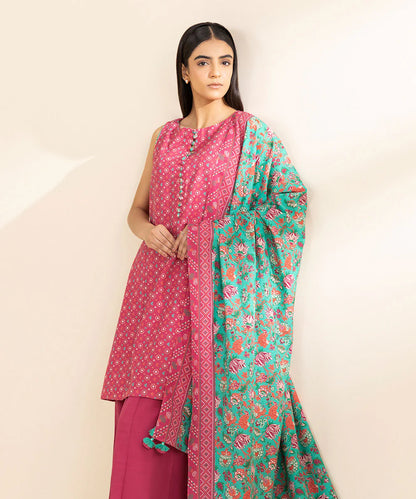 SAPPHIRE | UNSTITCHED 3 PIECE PRINTED LIGHT KHADDAR SUIT