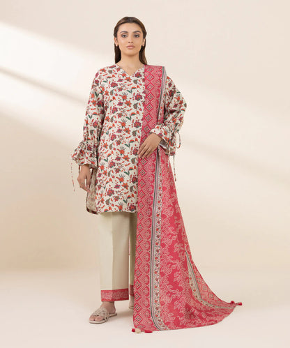 SAPPHIRE | UNSTITCHED 3 PIECE PRINTED LIGHT KHADDAR SUIT