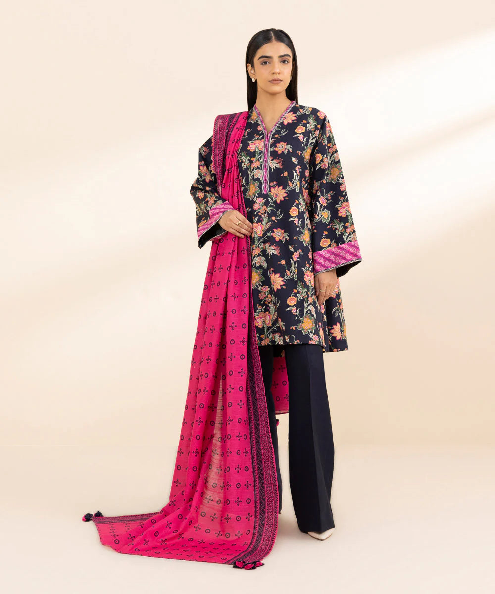 SAPPHIRE | UNSTITCHED 3 PIECE PRINTED LIGHT KHADDAR SUIT