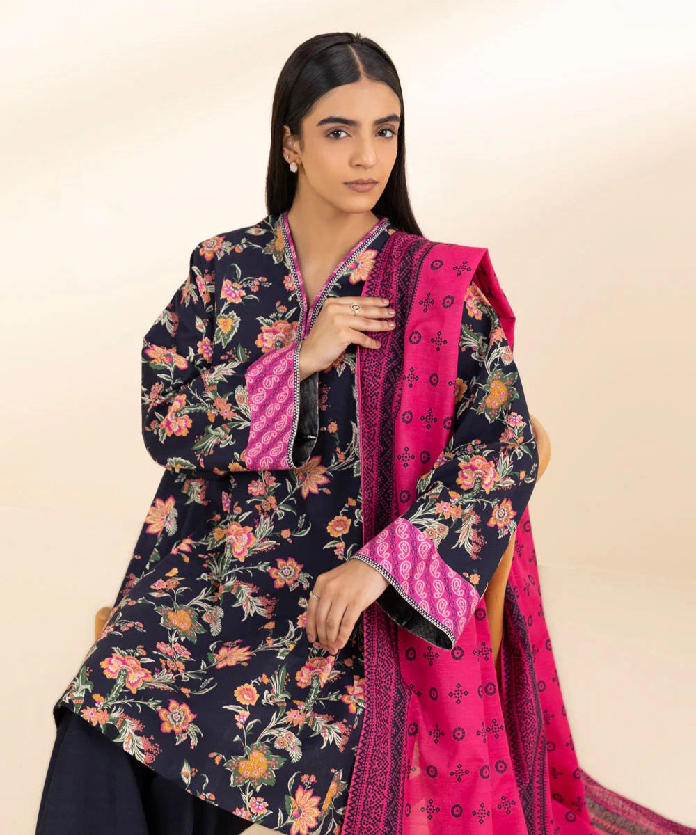 SAPPHIRE | UNSTITCHED 3 PIECE PRINTED LIGHT KHADDAR SUIT