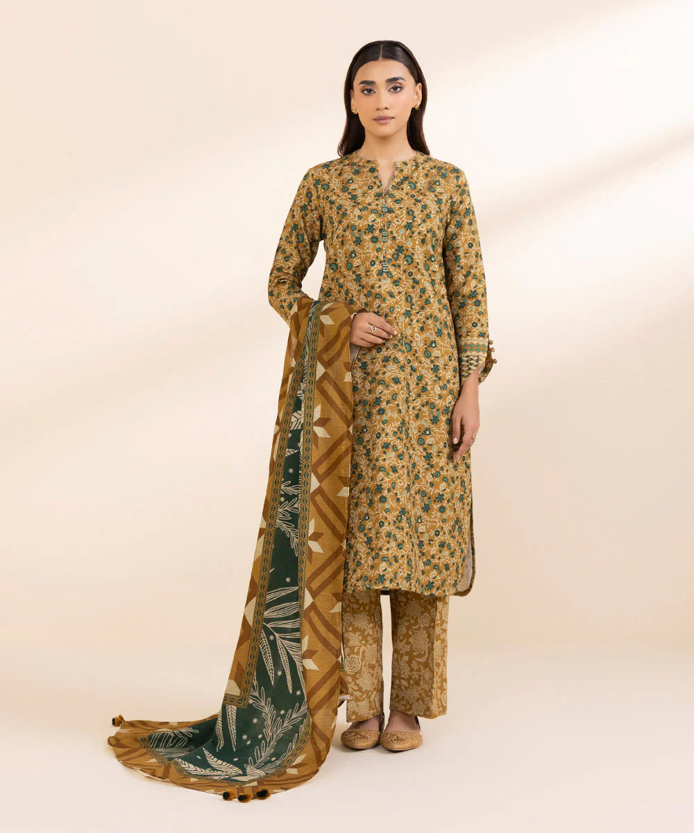 SAPPHIRE | UNSTITCHED 3 PIECE PRINTED LIGHT KHADDAR SUIT