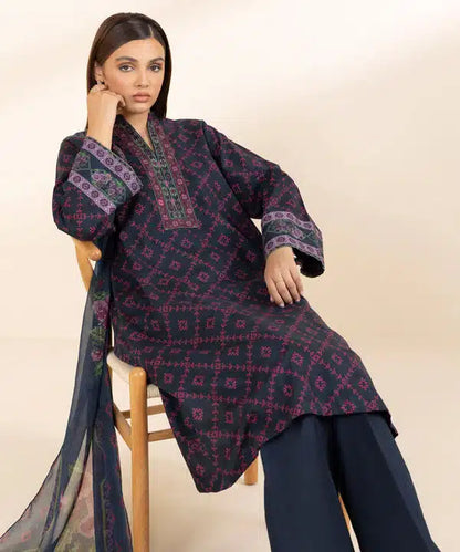 SAPPHIRE | UNSTITCHED 3 PIECE PRINTED COTTON SUIT