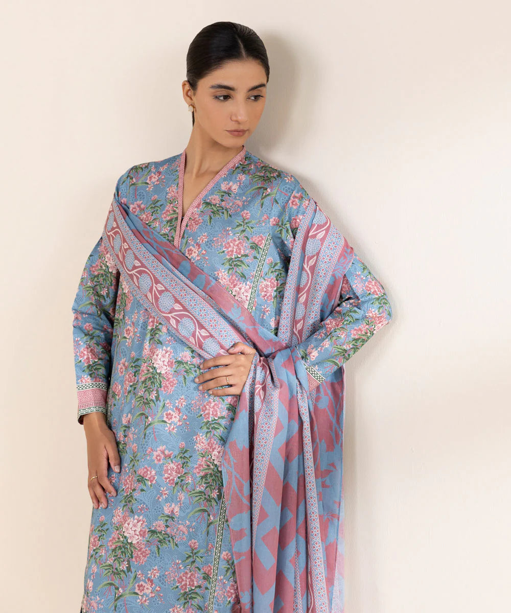 SAPPHIRE | UNSTITCHED 3 PIECE PRINTED LAWN SUIT