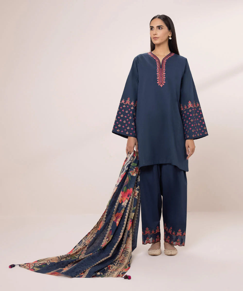 SAPPHIRE | UNSTITCHED 3 PIECE EMBROIDERED CAMBRIC SUIT