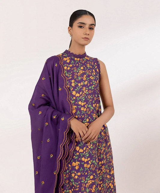 SAPPHIRE | UNSTITCHED 3 PIECE EMBROIDERED COTTON SUIT