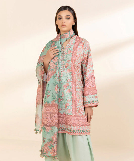 SAPPHIRE | UNSTITCHED 3 PIECE EMBROIDERED COTTON SUIT