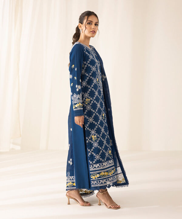 SAPPHIRE | UNSTITCHED 3 PIECE - EMBROIDERED COTTON KARANDI SUIT
