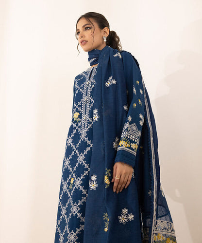 SAPPHIRE | UNSTITCHED 3 PIECE - EMBROIDERED COTTON KARANDI SUIT