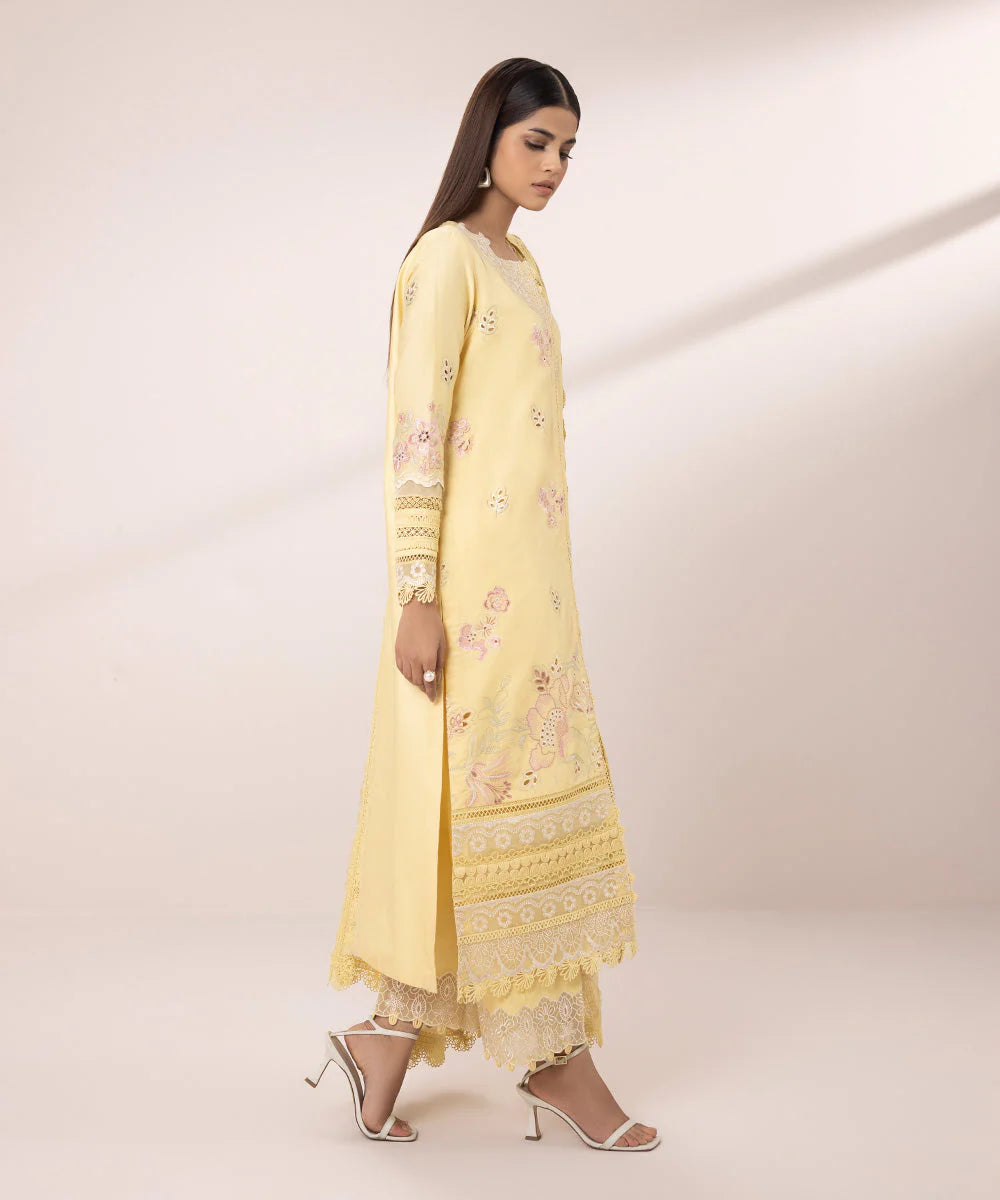 SAPPHIRE | UNSTITCHED 3 PIECE EMBROIDERED COTTON SATIN SUIT