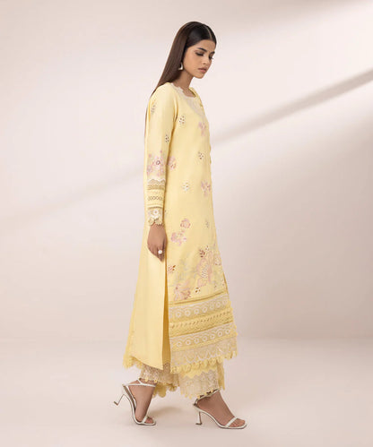 SAPPHIRE | UNSTITCHED 3 PIECE EMBROIDERED COTTON SATIN SUIT