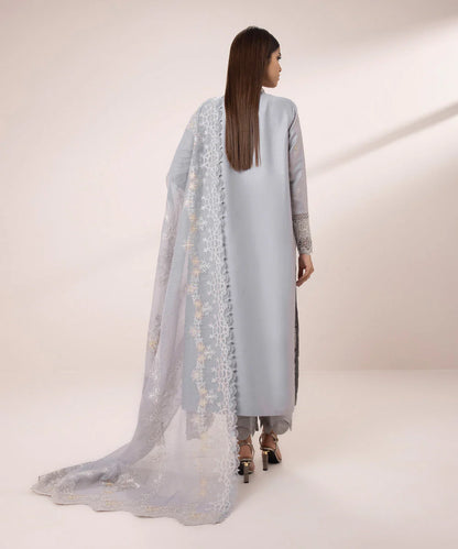 SAPPHIRE | UNSTITCHED 3 PIECE EMBROIDERED COTTON SATIN SUIT