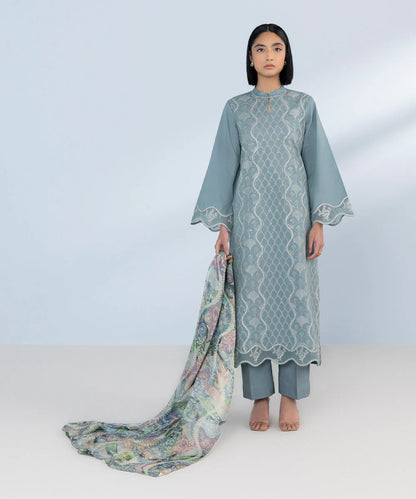 SAPPHIRE | UNSTITCHED 3 PIECE EMBROIDERED LAWN SUIT