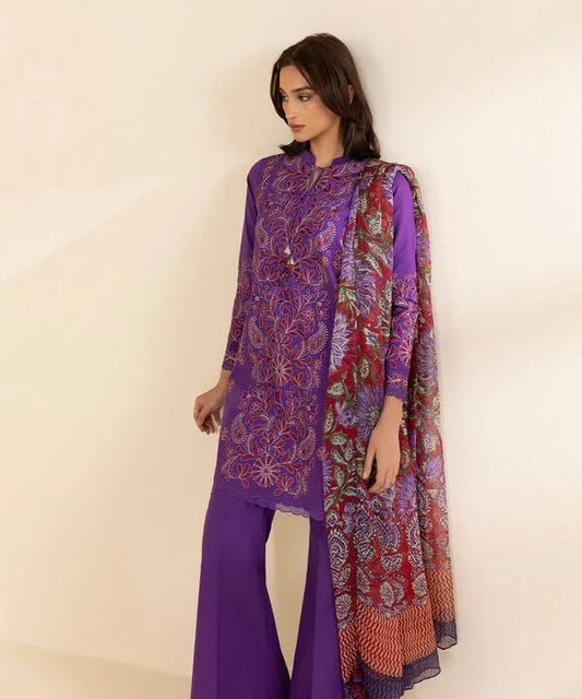 SAPPHIRE | UNSTITCHED 3 PIECE EMBROIDERED COTTON SUIT