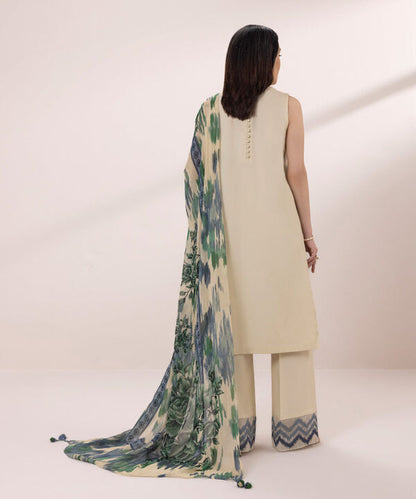 SAPPHIRE | UNSTITCHED 3 PIECE EMBROIDERED COTTON SATIN SUIT