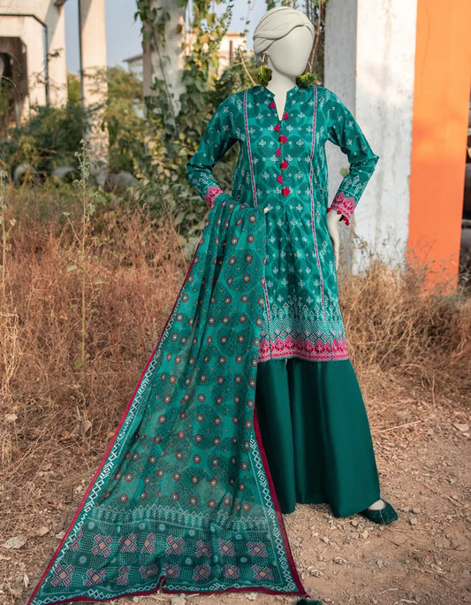 J. | UNSTITCHED 3 PIECE PRINTED LAWN SUIT
