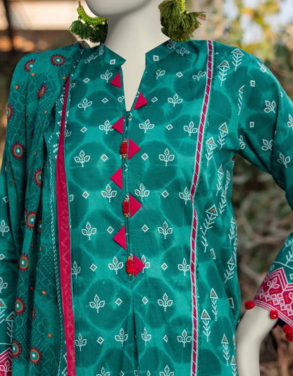 J. | UNSTITCHED 3 PIECE PRINTED LAWN SUIT