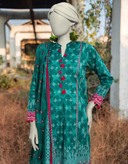 J. | UNSTITCHED 3 PIECE PRINTED LAWN SUIT