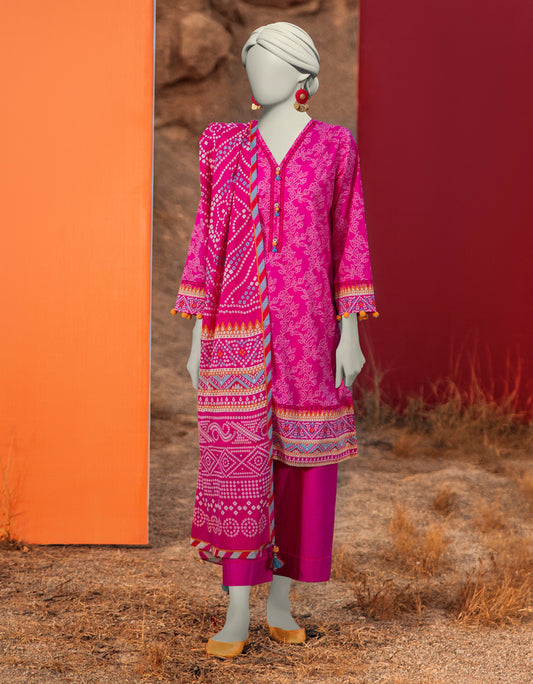 J. | UNSTITCHED 3 PIECE PRINTED LAWN SUIT